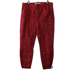 Celebrity Pink The Spice Red Snake Print Jeans Sz 15 Waist 32 High Rise Cropped